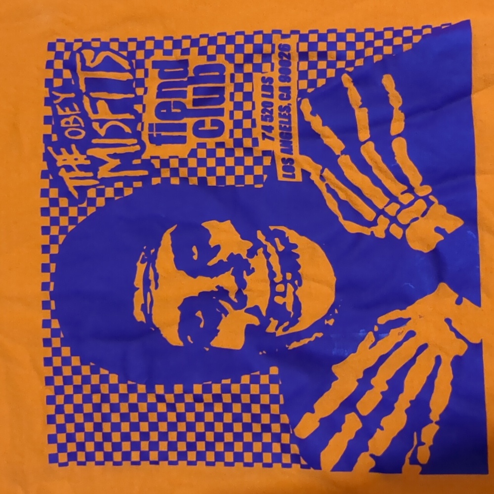 Obey X The Misfits Fiend Club Rock Orange L/S Graphic Shirt Men’s M - Picture 4 of 7
